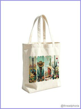 Western Cow Skull Canvas Tote Bag for Women Girls Cowgirl Shoulder Bag with